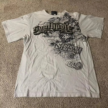 South pole High Street men Short Sleeve Y2K Graphic Print Oversized T Shirt Harajuku Gothic Round Neck Cotton Short Sleeve Tops