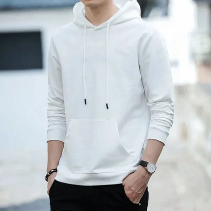 Masculino Cor Sólida Com Capuz Suéteres Masculino Camisola De Lã Quente Moda Roupas De Rua Solta Respirável  Hoodie Men