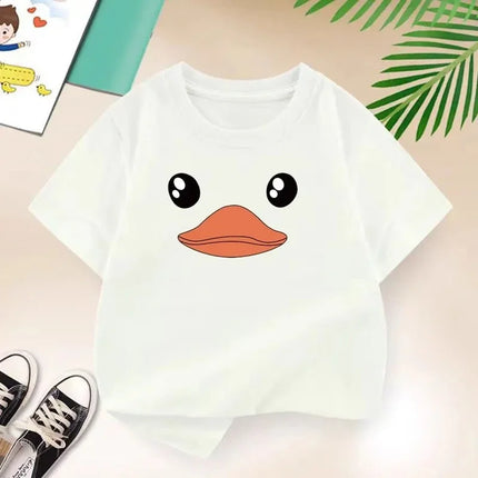 Duck Smiling Face Graphic Print Baby Girls T-shirt Cartoon Tops Tee 2026 Summer Fashion Kids T Shirt Teen 6 8 10 12 Years