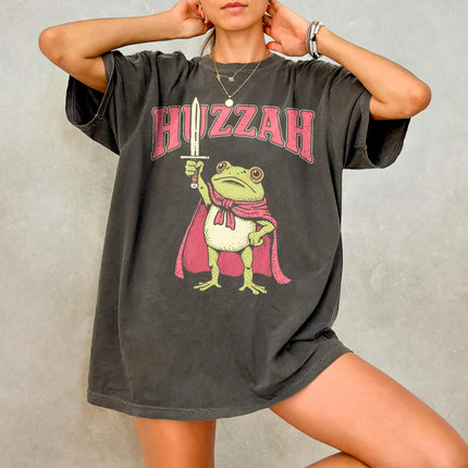 Frog Meme Shirt, Meme Comfort Colors T-Shirt, Huzzah Frog With Sword Graphic Tee, Ren Faire Shirt, Funny Renaissance Shirt
