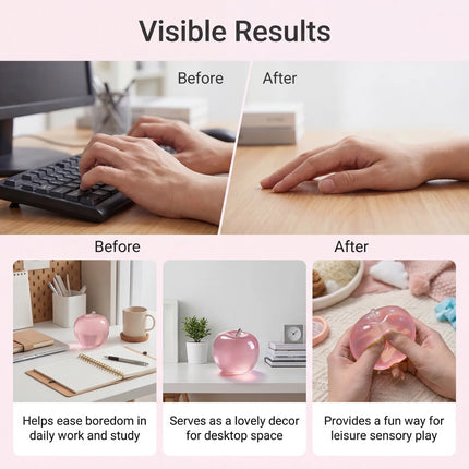 Squishy Pink Apple Stress Ball Soft Fidget Sensory Toy Suitable Autism Relief Simulated Slow Rebound Squeeze Toy Adult Kids Gift