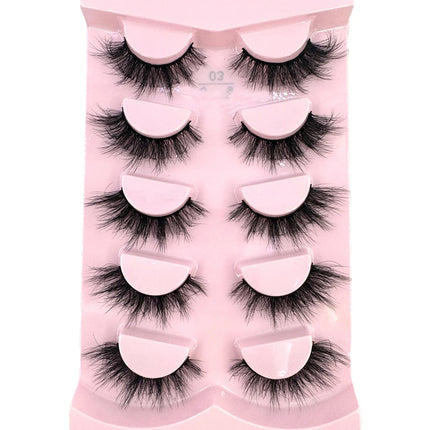 New 5 pairs of fake eyelashes, mink fur soft and fluffy, short,  drag queen lashes naturally curled, suitable for self grafting