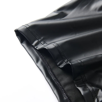 Men's Boxers Panties Faux Leather Button Boxershorts Men Pouch Panties Sexy Gay Underwear Mens Boxers Lingerie Nightclub Costume