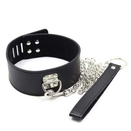 BDSM Adjustable Leather Handcuffs Lock Bondage Restraint Sex Toy Slave Tow Chain Erotic Feet Fetish Collar Erotic Accessories