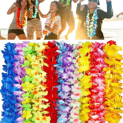 1-120Pcs Hawaiian Leis Luau  Flower Wreath Necklace Artificial Flower Garland Summer Tropical Wedding Birthday Party Decorations