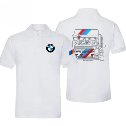 BMW 2025 Summer Hot Fashion Polo Shirt Car Club High-quality Performance Car Lapel Print Casual Breathable Polo Shirt T-shirt