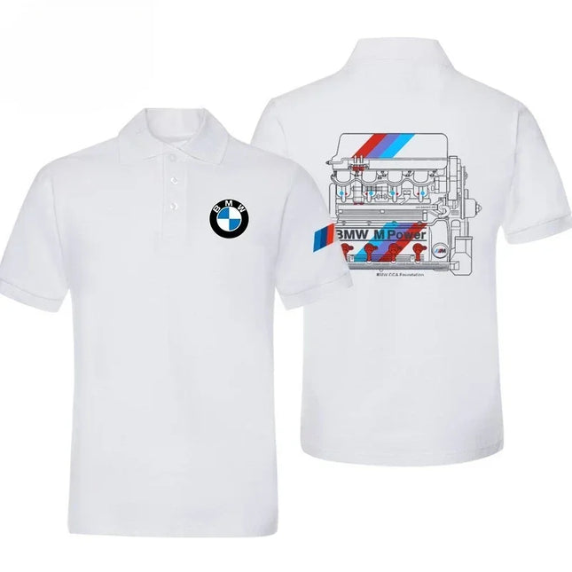 BMW 2025 Summer Hot Fashion Polo Shirt Car Club High-quality Performance Car Lapel Print Casual Breathable Polo Shirt T-shirt