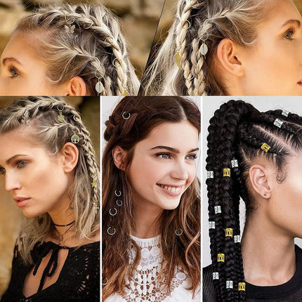 230pcs/set DIY dreadlock set women's braid hair accessories 16 styles of braided hair pendants for long hair braided with box