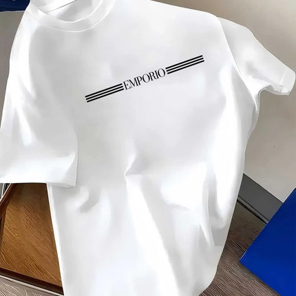 100% pure cotton men's luxurious brand letter print T-shirt, short-sleeved T-shirt, high-quality men's clothing, streetwear