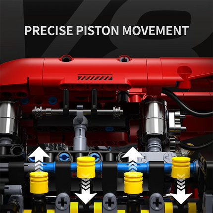 Electric V8 Engine Building Blocks Motorized Turbocharged Model DIY Assembly Toy Desktop Decoration STEM Gift for Adults Kids