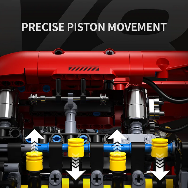 Electric V8 Engine Building Blocks Motorized Turbocharged Model DIY Assembly Toy Desktop Decoration STEM Gift for Adults Kids