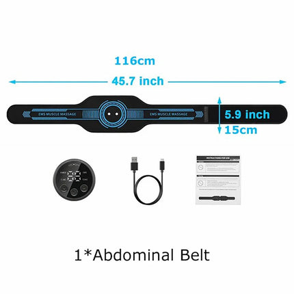 Smart EMS Ab Stimulation Belt - Rechargeable Muscle Toner for Home Gym Fitness & Body Contouring