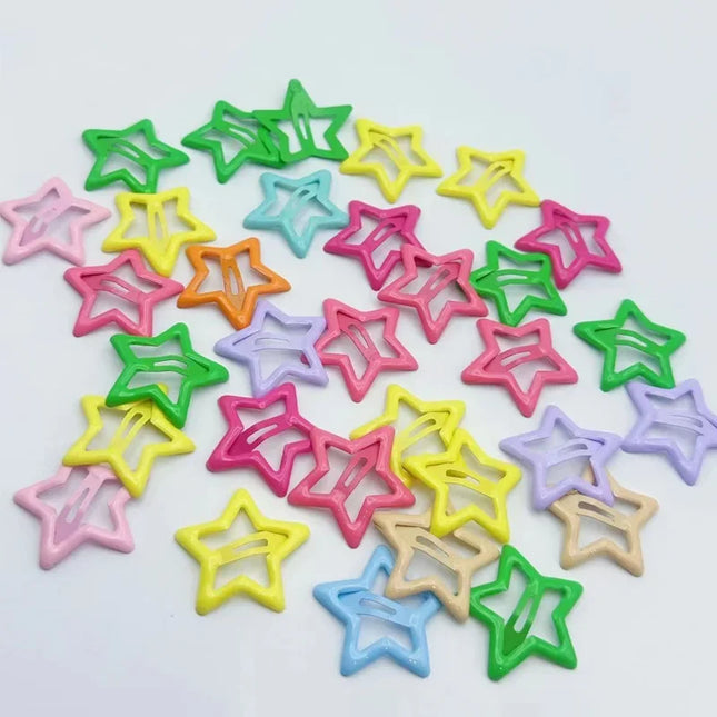 10pcs Colorful Star BB Hair Clips Girls Y2K Cute Star Barrettes Women Simple Metal Snap Clip Headdress Hair Jewelry Accessories