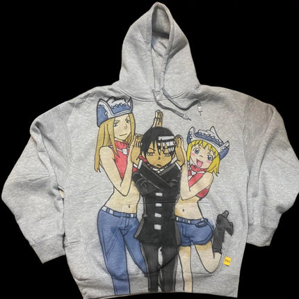 Japanese Gothic Hoodies Y2K Clothes Men Women Harajuku Cartoon Anime Graphic Print Oversized Hoodies Sweatshirts Casual Jackets