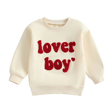 Toddler Boys Sweatshirts Long Sleeve Crew Neck Letter Embroidery Pullovers Baby Spring Tops