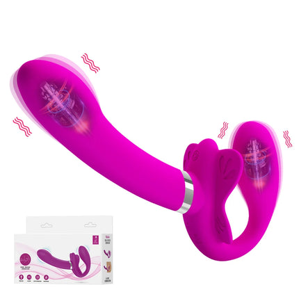 Strapless Strap-On Double Ended Vibrator for Women 12 Speeds G-point Stimulate Wearable Dildo for Lesbian Couples Adult Sex Toys