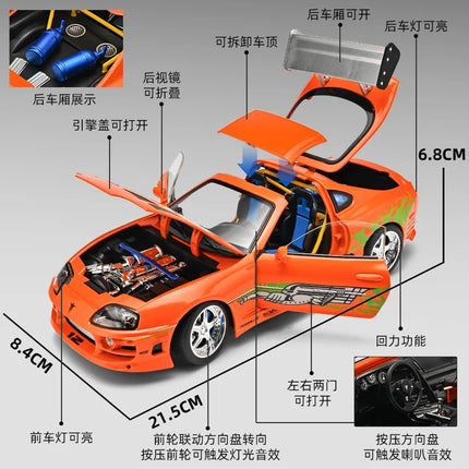 1:24 Supra A80 TRD Sports Car Alloy Diecast Model Miniatures Collection Of Hobby Decorative Fine Ornaments Pull Back Toy Gift