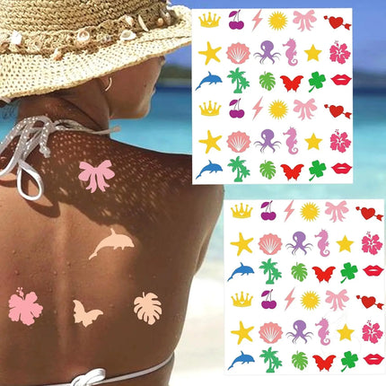 Tanning Sunbathing Stickers 360 Pcs Body Sticker Tanning Bed Decals - Tannings Heart Lips Butterfly Cherry Dolphin Tree Star Sun