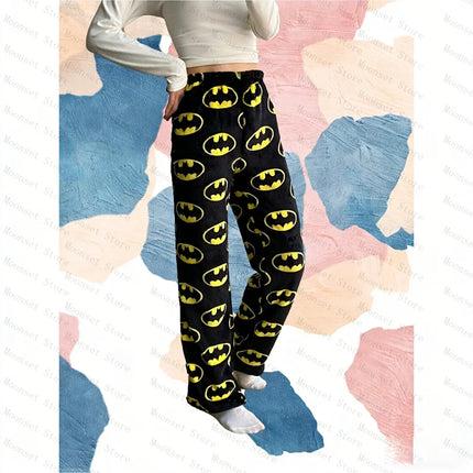 Autumn Winter Sleeping Pants Y2k Casual Batman Women Sleepwear Fashionable Flannel Sleeping Trousers Spider-Man can worn outside