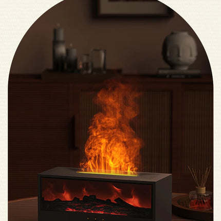 Creative Fireplace Aroma Diffuser Flame Air Humidifier Colorful Lights w/ Remote for Home Office Holiday Gifts/Essential oil set