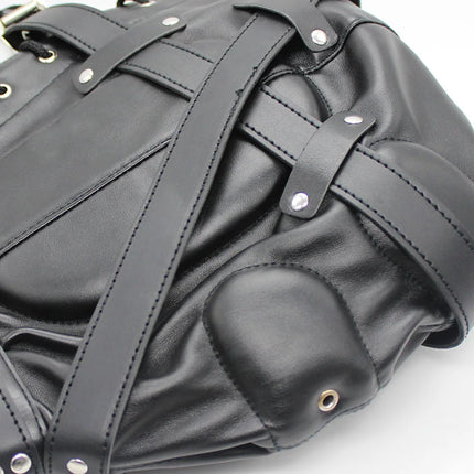 BDSM Bondage Fetish Sex Mask Sexy Headgear Closed Blindfold Leather Restraint Hood Mask Erotic Games Sex Toys for Couples