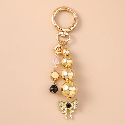 Aihua Cute Y2K Metal Shell Love Heart Key Chain Pearl Key Ring for Women Girl Handbag Pendants DIY Handmade Jewelry Accessories