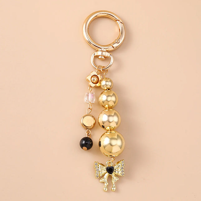 Aihua Cute Y2K Metal Shell Love Heart Key Chain Pearl Key Ring for Women Girl Handbag Pendants DIY Handmade Jewelry Accessories