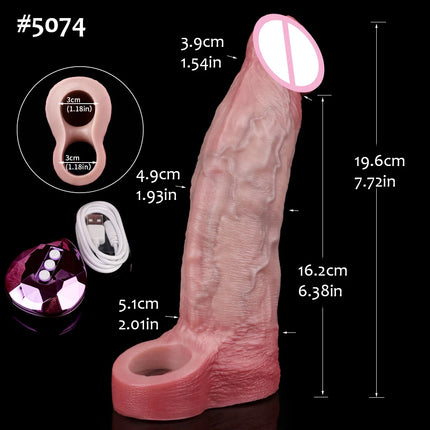 FAAK 10 Mode Remote Control Vibrator Realistic Penis Sleeve Male Sex Toys for Men Penis Enlarger Thicken Dildo Cock Ring