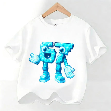 Summer Six Seven 67 Cartoon Cute Print Children‘s Short Sleeve Tops Cotton Casual Kids T-shirt Fashion Boys Girls Clothes Tees