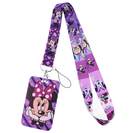 Mickey mouse Neck Keychain Necklace Webbings Ribbons Anime Cartoon Neck Strap Lanyard ID badge Holder Keychain Lanyards kids