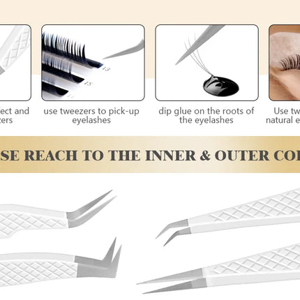 Eyelash Extensions Tweezers  With Fiber Tips Lash Artists High Precision Superhard Anti-Static Tweezer Makeup Tools Custom Logo