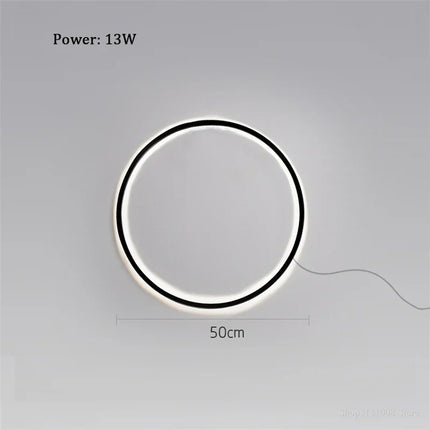 Designer Modern Black Gold Circle LED Wall Lamp for Bedroom Background Living Room Corridor Decor Light with Plug Nordic Sconce