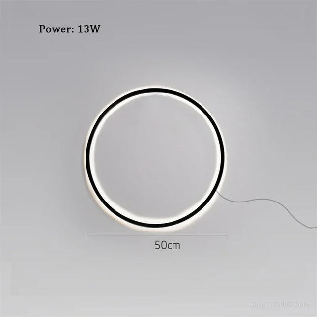 Designer Modern Black Gold Circle LED Wall Lamp for Bedroom Background Living Room Corridor Decor Light with Plug Nordic Sconce