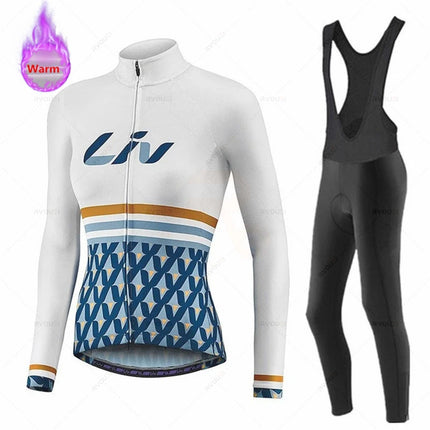 Liv Women Winter Bicicleta Set Outdoor Thermal Fleece Cycling Clothing Road Bike Shirt MTB Jersey Bicycle Uniform Roupa Ciclismo