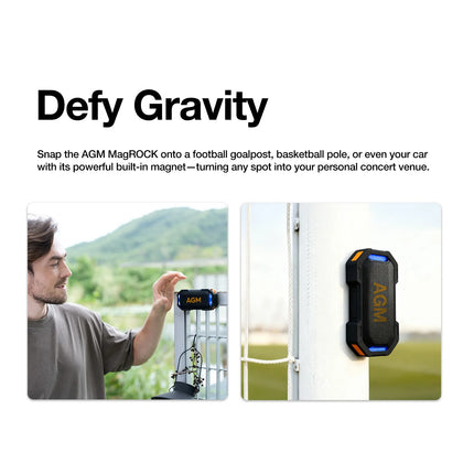 AGM Outdoor Wireless Speaker Bluetooth 5.3 Speaker Stereo Sound IPX7 Waterproof RGB Light Speaker