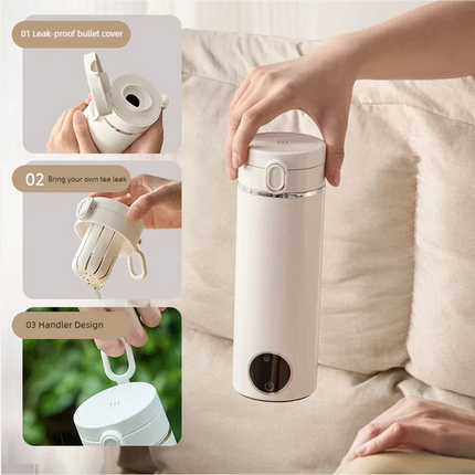 JFBONIN Portable Hinged Lid Electric Water Kettle Home Milk Temperature Adjusting Pot Quick Heating Stainless Steel Tea Maker