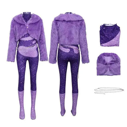 Cartoon Zoo 2 Gazelle Cosplay Purple Plush Coat Jumpsuit Costume Set Adult Kids Girls Halloween Clothes Outfits Carnival Party