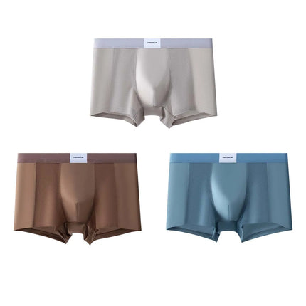 3pcs【LORIEN CREST】Men's Satin-Like Ice Silk Boxers Summer Breathable Air-Conditioned Underwear Lightweight Trunks New