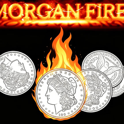 Morgan Fire Set (1 Fire Coin + 3 Fake Morgan Coins + 1 Morgan Shell) Magic Tricks Close-up Illusions Gimmicks Mentalism Props