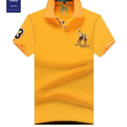 Men's Solid Summer Polo Shirt Plus Size Casual Short Sleeve Lapel Button Shirt with Embroidery - Purple, Red, White - 5XL, 6XL