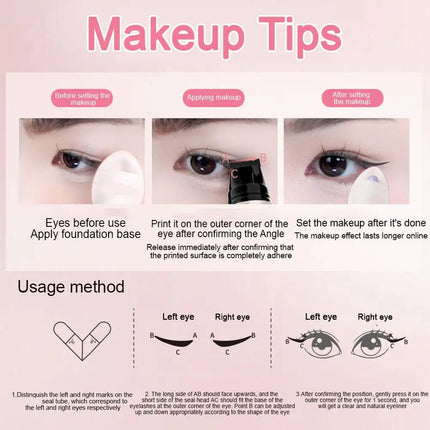 DIY Rotate Eyeliner Stamp Integrated Black Brown Dual-Tip Eyeliner Wing Stencil Waterproof Smudge-Proof Long Lasting Liquid Pen