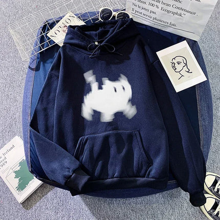Pixel Cat Print Hoodie for Woman High Quality Hooded Long Sleeve Sweatshirt fall winter Girls Daily Casual Sporty Loose Pullover