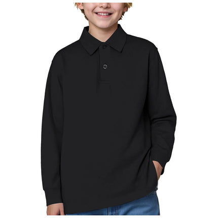 2-17 Y Boys POLO Shirt Teenagers Long Sleeve T-Shirt Children's Cotton School Girls Lapel Tops Solid Color Shirts Kids Clothes