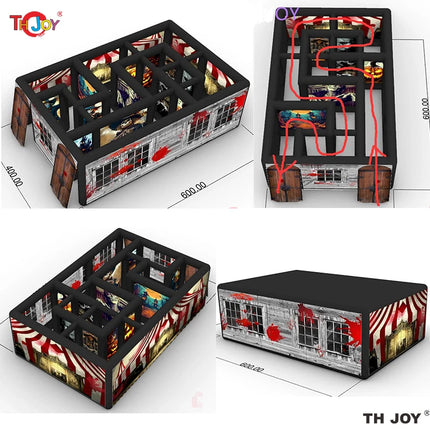 New Design Black Fun Maze Game Large Inflatable Halloween Haunted House Inflatable Haunted Labyrinth Maze for Outdoor Play