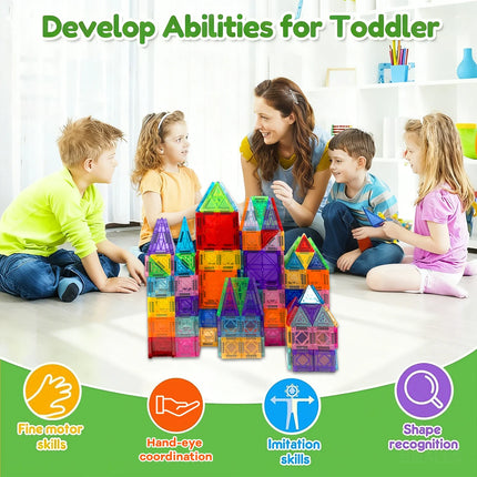 Magnetic Building Blocks 3D Construction Set DIY Montessori Sensory Educational Played with Anywhere Toys for Birthday Gifts