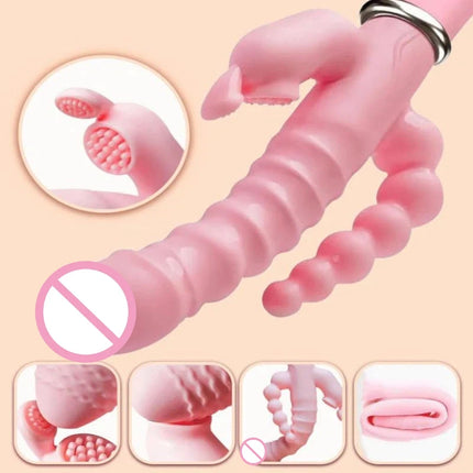 Double Rod Sex Toy For Rabbit G Spot Dildo Vibrator Clitoris Stimulator Penis Anal Double Penetration Tongue Licking Women Adult