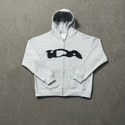 2025European and American Fashion New Trend Letter Print Fleece Loose Casual Zipper Unisex Hooded Sweatshirt Jacket
