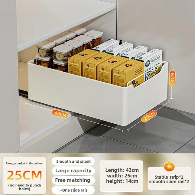 New Kitchen Storage Rack with Slide Rails Pull-out Kitchen Drawer Type Storage Tray Spice Box Storage Rack Cabinets Organizer
