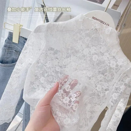 Spring and Summer Long-sleeved T-shirt 2025 New Children's Foreign Style Fashion Little Girl White Inner Shirt
