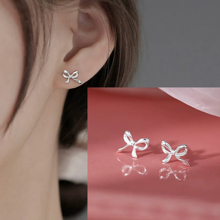 VENTFILLE 925 Sterling Silver Bow Knot Ear Clip for Women Girl Ribbon Design Ballet Style Sweet Jewelry Gift Dropshipping